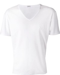 T-shirt à col en v blanc Loewe