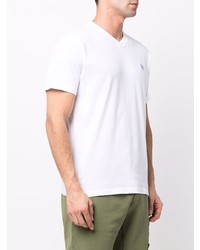 T-shirt à col en v blanc Stone Island