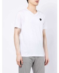 T-shirt à col en v blanc Ea7 Emporio Armani