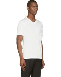 T-shirt à col en v blanc Burberry