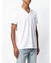 T-shirt à col en v blanc Diesel