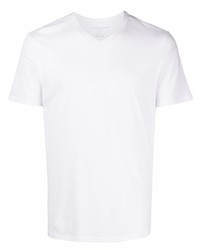 T-shirt à col en v blanc Majestic Filatures