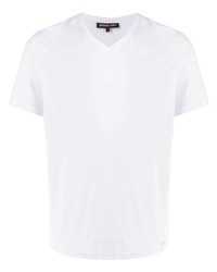 T-shirt à col en v blanc Michael Kors