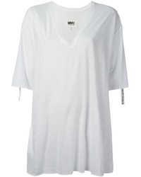T-shirt à col en v blanc MM6 MAISON MARGIELA