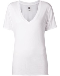 T-shirt à col en v blanc NSF
