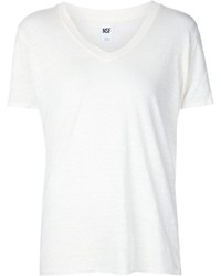 T-shirt à col en v blanc NSF