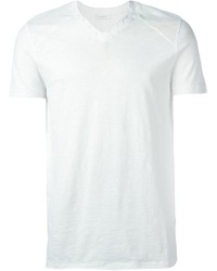 T-shirt à col en v blanc Paolo Pecora