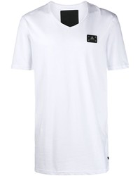 T-shirt à col en v blanc Philipp Plein