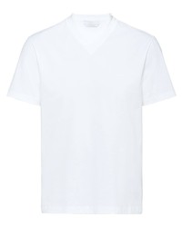T-shirt à col en v blanc Prada