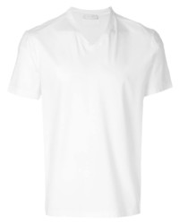 T-shirt à col en v blanc Prada
