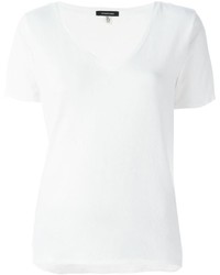 T-shirt à col en v blanc R 13