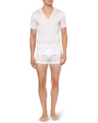 T-shirt à col en v blanc Zimmerli