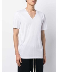 T-shirt à col en v blanc Zimmerli