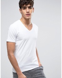 T-shirt à col en v blanc Selected