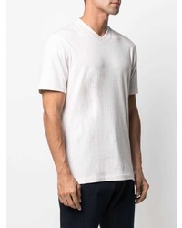 T-shirt à col en v blanc Brunello Cucinelli