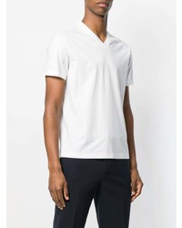 T-shirt à col en v blanc Prada