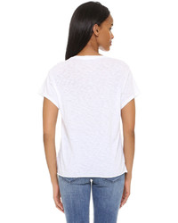 T-shirt à col en v blanc Stateside