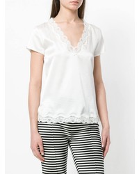 T-shirt à col en v blanc Max & Moi