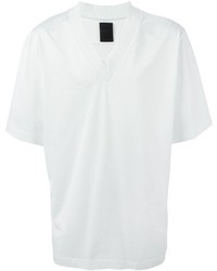 T-shirt à col en v blanc