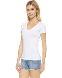 T-shirt à col en v blanc Velvet