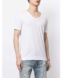 T-shirt à col en v blanc Adam Lippes
