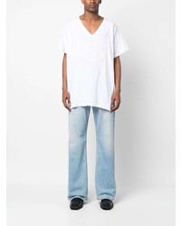 T-shirt à col en v blanc Greg Lauren