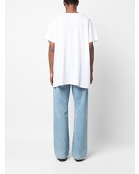 T-shirt à col en v blanc Greg Lauren