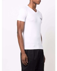 T-shirt à col en v blanc Emporio Armani