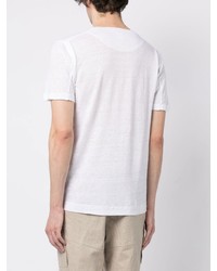 T-shirt à col en v blanc 120% Lino