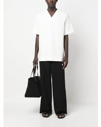 T-shirt à col en v blanc Jil Sander