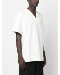 T-shirt à col en v blanc Jil Sander