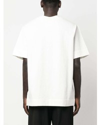 T-shirt à col en v blanc Jil Sander