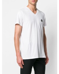 T-shirt à col en v blanc Philipp Plein