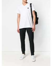 T-shirt à col en v blanc Philipp Plein