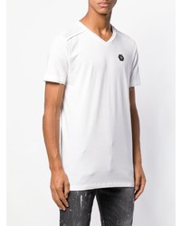 T-shirt à col en v blanc Philipp Plein