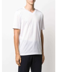 T-shirt à col en v blanc Brioni