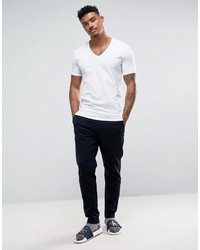 T-shirt à col en v blanc Calvin Klein