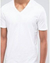 T-shirt à col en v blanc Celio