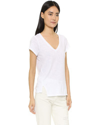 T-shirt à col en v blanc Sundry