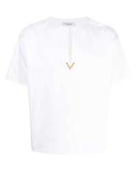 T-shirt à col en v blanc Valentino