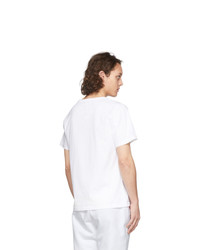 T-shirt à col en v blanc Maison Margiela