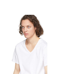 T-shirt à col en v blanc Maison Margiela