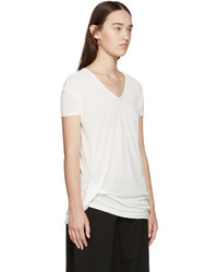 T-shirt à col en v blanc Rick Owens