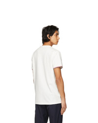 T-shirt à col en v blanc Moncler