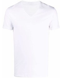 T-shirt à col en v blanc Zegna