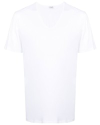 T-shirt à col en v blanc Zimmerli