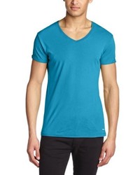 T-shirt à col en v bleu canard edc by Esprit