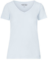 T-shirt à col en v bleu clair