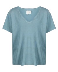 T-shirt à col en v bleu clair Greg Lauren