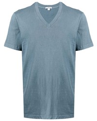 T-shirt à col en v bleu clair James Perse